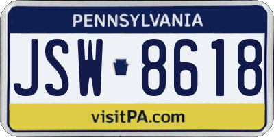 PA license plate JSW8618