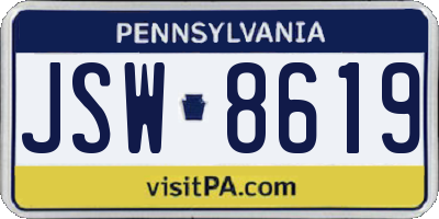PA license plate JSW8619