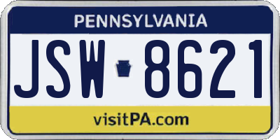 PA license plate JSW8621