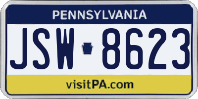 PA license plate JSW8623