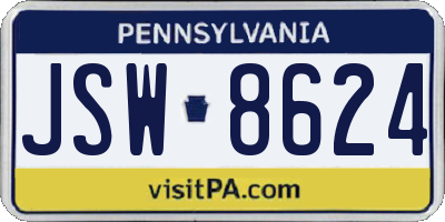 PA license plate JSW8624