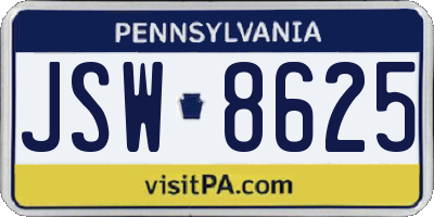 PA license plate JSW8625