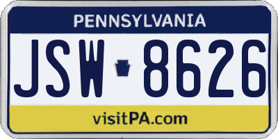 PA license plate JSW8626