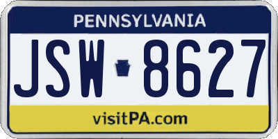 PA license plate JSW8627