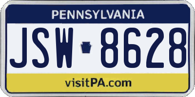 PA license plate JSW8628
