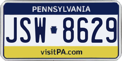 PA license plate JSW8629