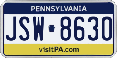 PA license plate JSW8630