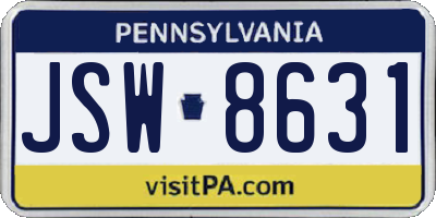 PA license plate JSW8631