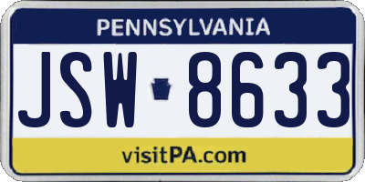 PA license plate JSW8633