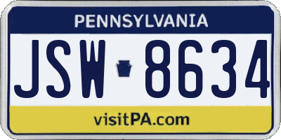 PA license plate JSW8634