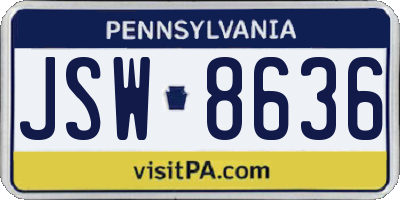 PA license plate JSW8636