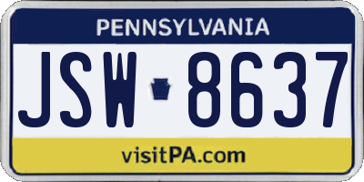 PA license plate JSW8637