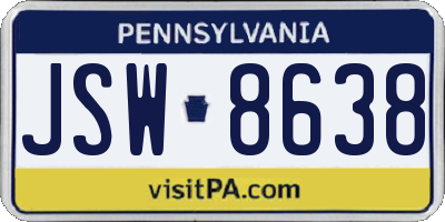 PA license plate JSW8638