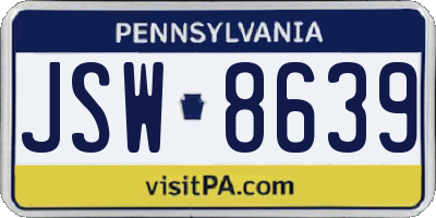 PA license plate JSW8639