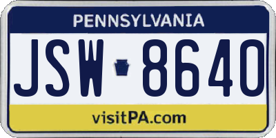 PA license plate JSW8640