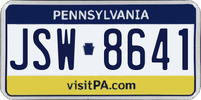 PA license plate JSW8641