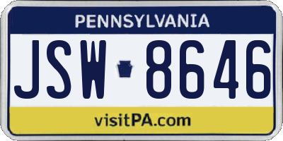 PA license plate JSW8646