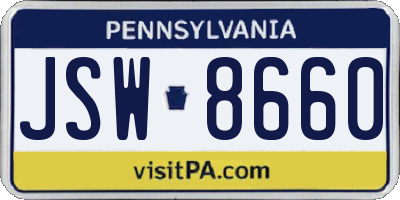 PA license plate JSW8660