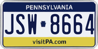 PA license plate JSW8664