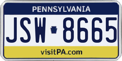 PA license plate JSW8665
