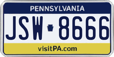 PA license plate JSW8666