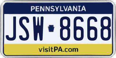 PA license plate JSW8668