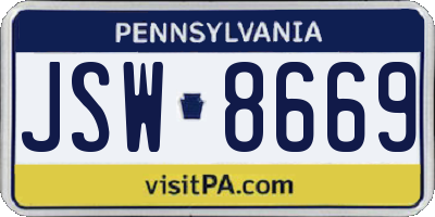 PA license plate JSW8669