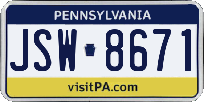 PA license plate JSW8671