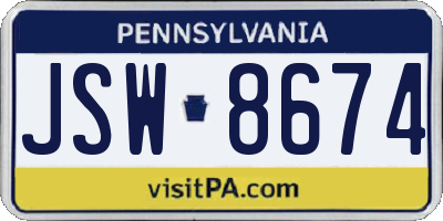 PA license plate JSW8674