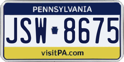 PA license plate JSW8675