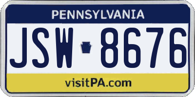 PA license plate JSW8676