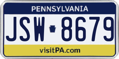 PA license plate JSW8679