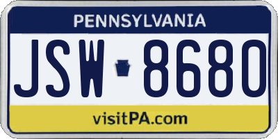 PA license plate JSW8680