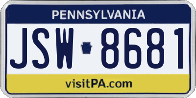 PA license plate JSW8681