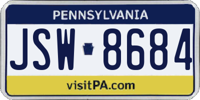 PA license plate JSW8684