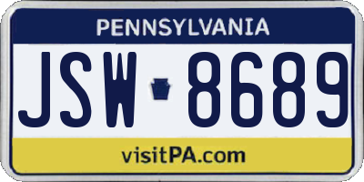 PA license plate JSW8689