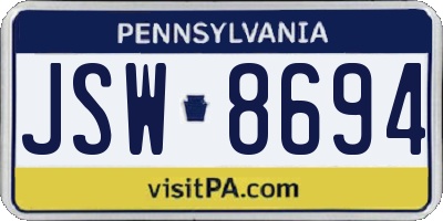 PA license plate JSW8694