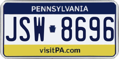 PA license plate JSW8696