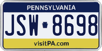 PA license plate JSW8698