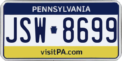 PA license plate JSW8699