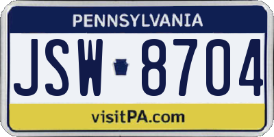 PA license plate JSW8704