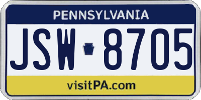 PA license plate JSW8705