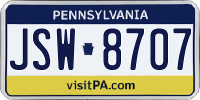 PA license plate JSW8707