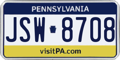 PA license plate JSW8708