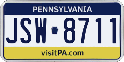PA license plate JSW8711