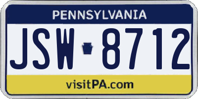 PA license plate JSW8712