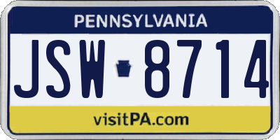 PA license plate JSW8714