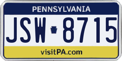 PA license plate JSW8715