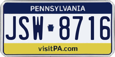 PA license plate JSW8716