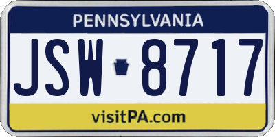 PA license plate JSW8717